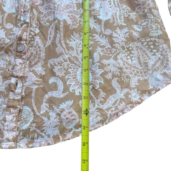 ROLLER RABBIT Amanda Print Tan & Pink Floral Linen 2 Piece Loungewear EUC $148 L - Picture 6 of 14